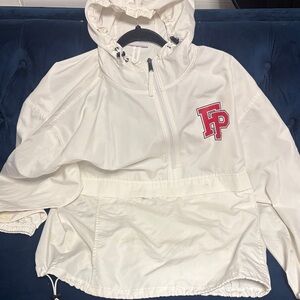 Kids White Hooded Raincoat